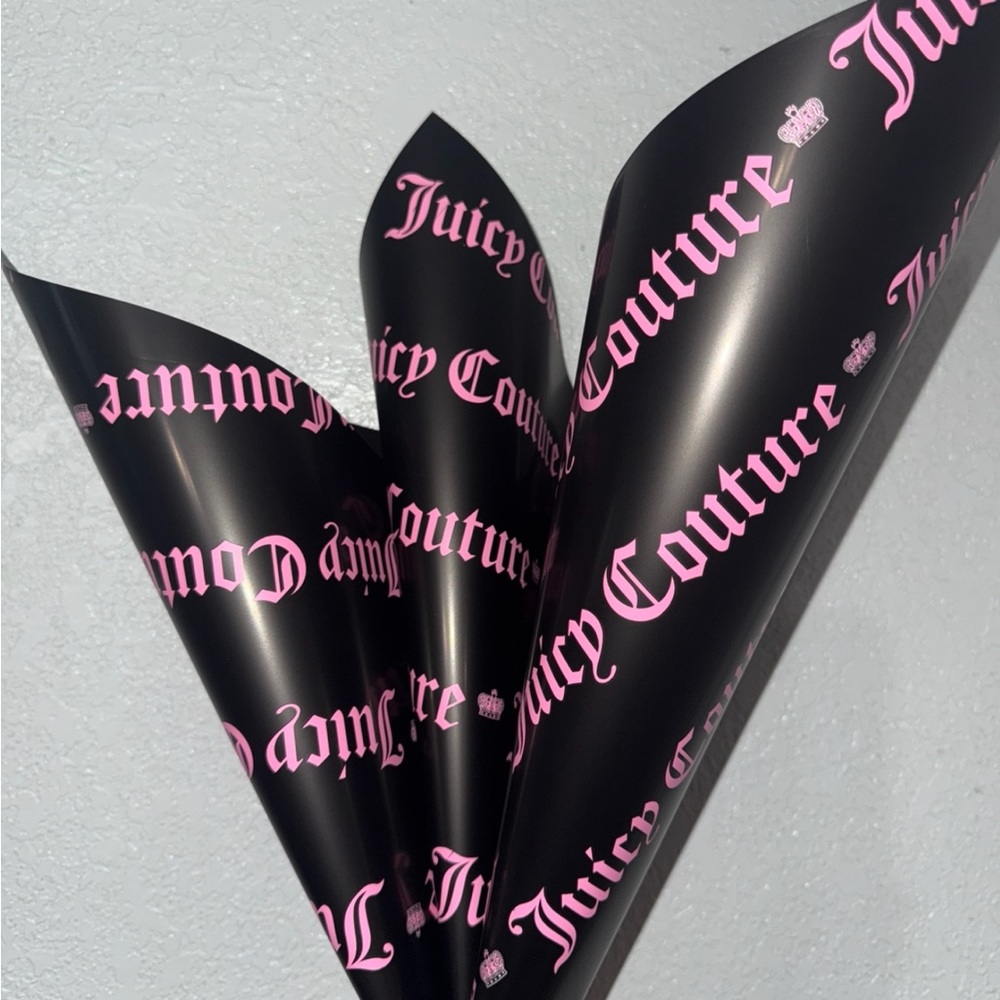 Juicy Couture Pink and Black Satin Gift Wrap Ribbon